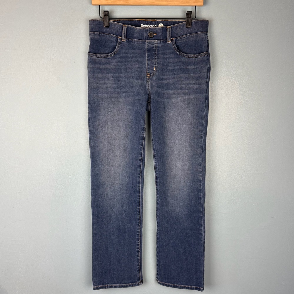 Betabrand Womens Small Petite Blue Yoga Stretch Denim Straight Leg Jeans Pants - Picture 2 of 9